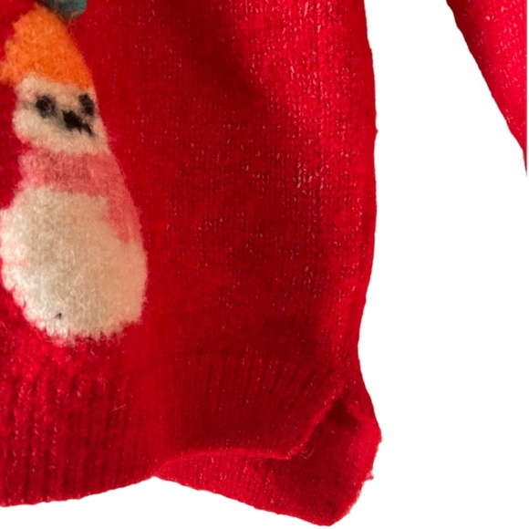 H&M Red Girls Soft Jacquard Knit Long Sleeved Christmas Sweater with Snowmen - Picture 8 of 8